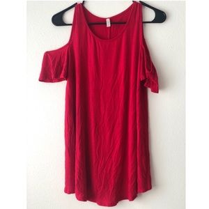 Red open shoulder tunic